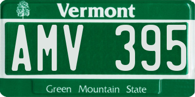 VT license plate AMV395