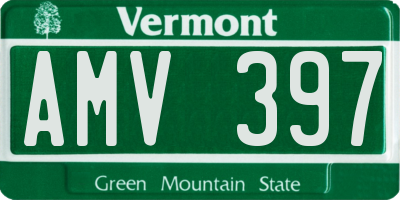 VT license plate AMV397