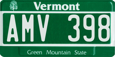 VT license plate AMV398