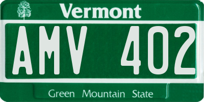 VT license plate AMV402