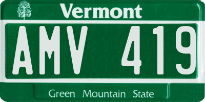 VT license plate AMV419