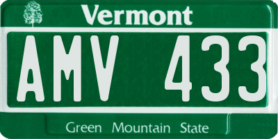 VT license plate AMV433