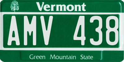 VT license plate AMV438