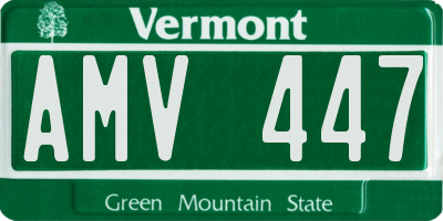 VT license plate AMV447