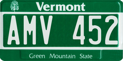 VT license plate AMV452