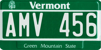 VT license plate AMV456