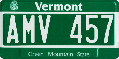 VT license plate AMV457
