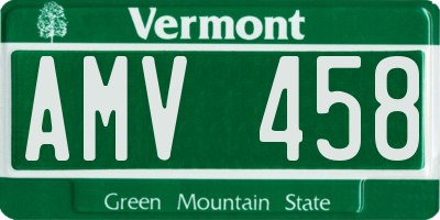 VT license plate AMV458