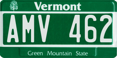 VT license plate AMV462