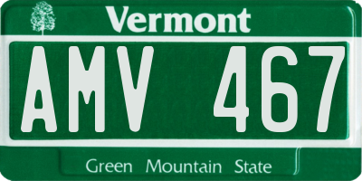 VT license plate AMV467