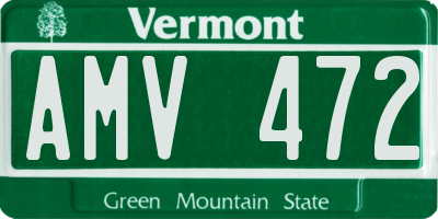 VT license plate AMV472