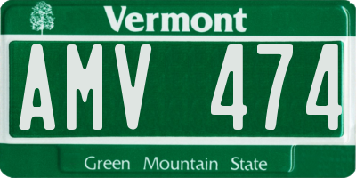 VT license plate AMV474