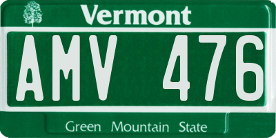 VT license plate AMV476
