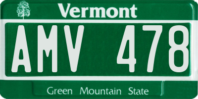 VT license plate AMV478