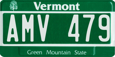 VT license plate AMV479