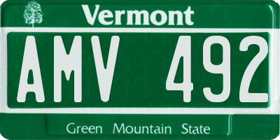 VT license plate AMV492