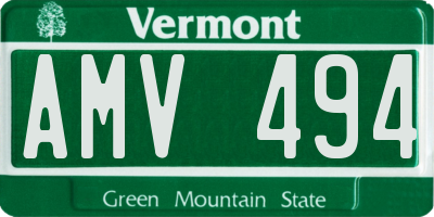 VT license plate AMV494