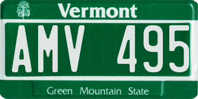 VT license plate AMV495