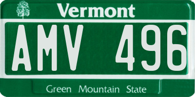 VT license plate AMV496