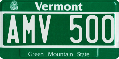 VT license plate AMV500