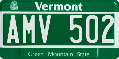 VT license plate AMV502