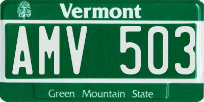 VT license plate AMV503