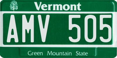VT license plate AMV505