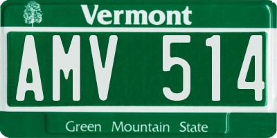 VT license plate AMV514
