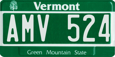 VT license plate AMV524