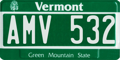 VT license plate AMV532