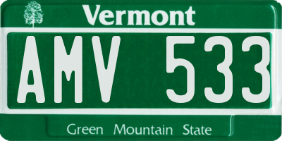 VT license plate AMV533