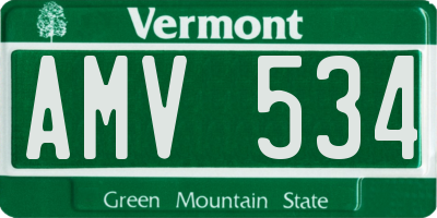 VT license plate AMV534