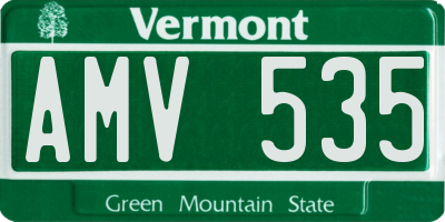 VT license plate AMV535