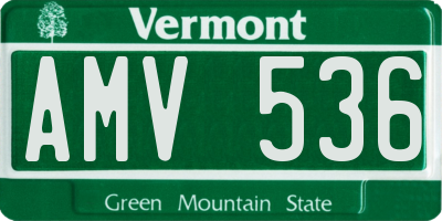VT license plate AMV536