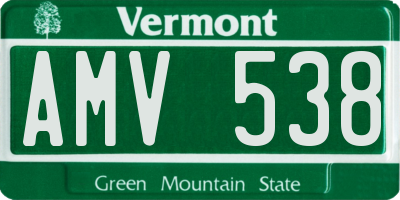 VT license plate AMV538