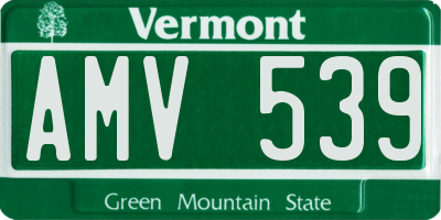 VT license plate AMV539