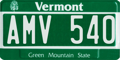 VT license plate AMV540