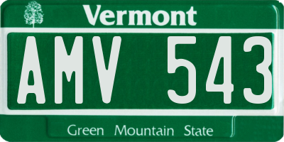 VT license plate AMV543