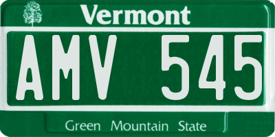 VT license plate AMV545