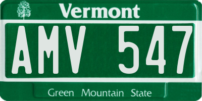 VT license plate AMV547