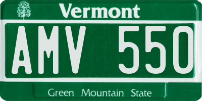 VT license plate AMV550