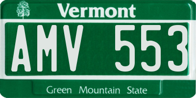 VT license plate AMV553
