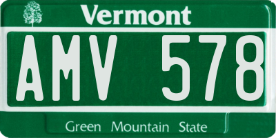 VT license plate AMV578