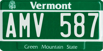 VT license plate AMV587