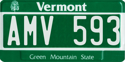 VT license plate AMV593
