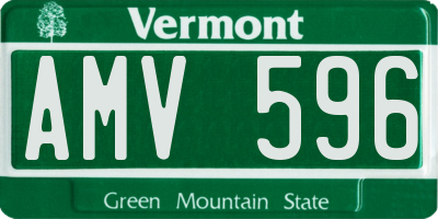 VT license plate AMV596