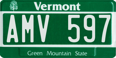 VT license plate AMV597