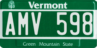 VT license plate AMV598