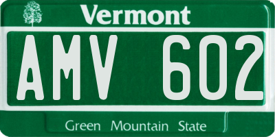 VT license plate AMV602