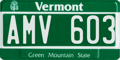 VT license plate AMV603